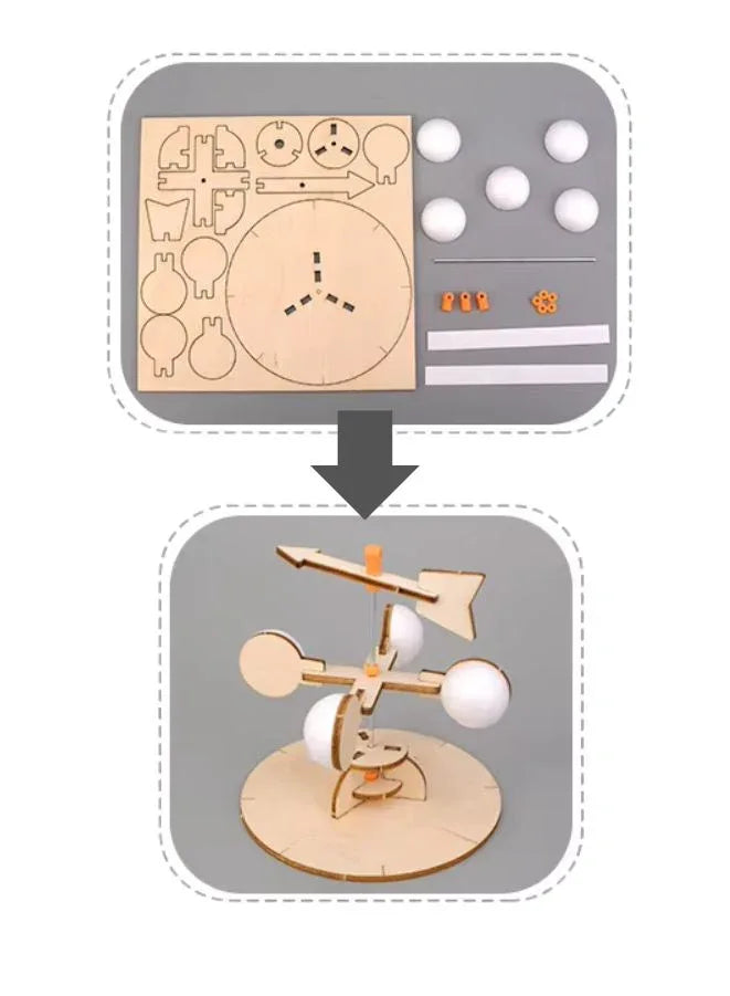 STEM Toy, Wooden Wind Vane, Montessori Toy, DIY 3D puzzle, eco-friendly, handmade, educational toy