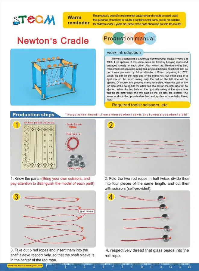STEM Toy, Wooden Newton's Cradle, Montessori Toy, DIY 3D puzzle, eco-friendly, handmade, educational toy