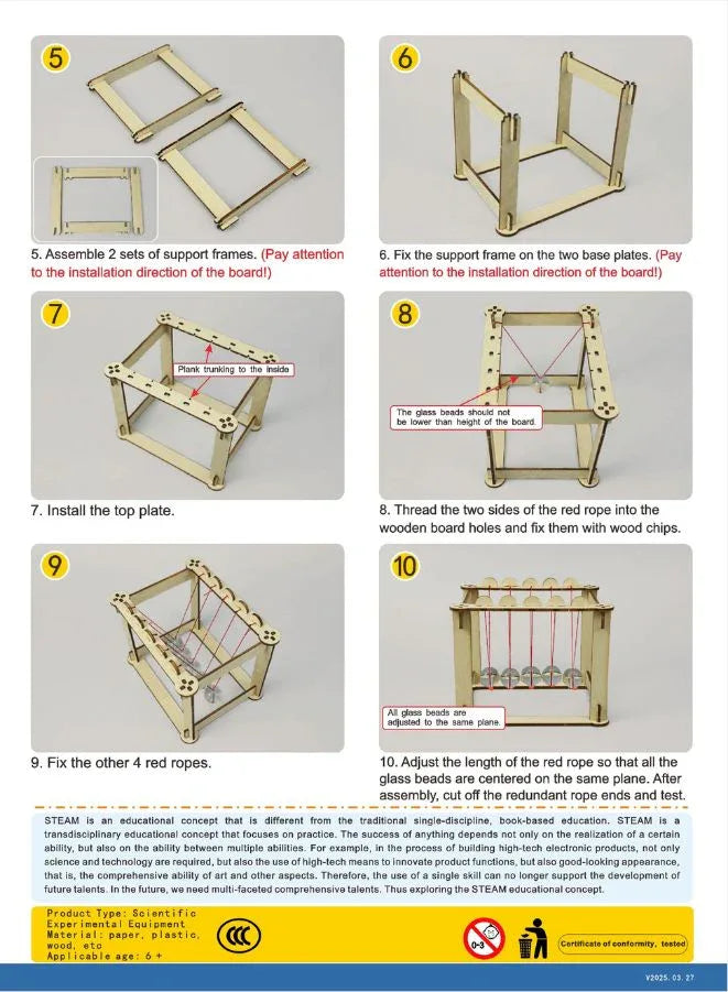 STEM Toy, Wooden Newton's Cradle, Montessori Toy, DIY 3D puzzle, eco-friendly, handmade, educational toy