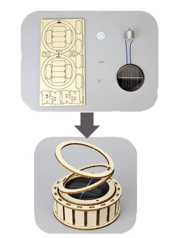 STEM Toy, Wooden Sun Dial, Solar-Powered Montessori Toy, DIY 3D puzzle, eco-friendly, handmade, educational toy