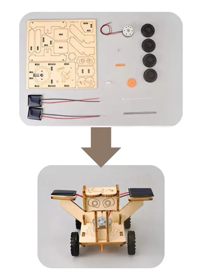 STEM Toy, Wooden Lunar Rover, Solar-Powered Montessori Toy, DIY 3D puzzle, eco-friendly, handmade, educational toy