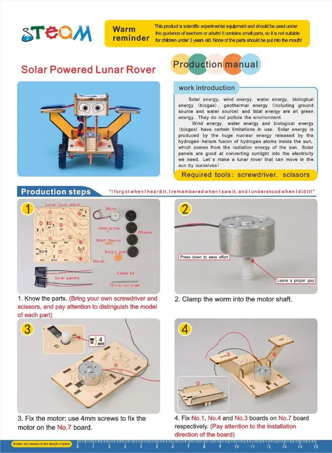 STEM Toy, Wooden Lunar Rover, Solar-Powered Montessori Toy, DIY 3D puzzle, eco-friendly, handmade, educational toy