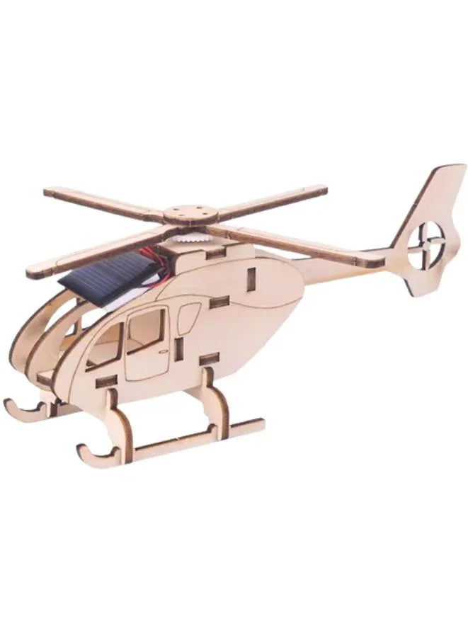 STEM Toy, Wooden Helicopter, Solar-Powered Montessori Toy, DIY 3D puzzle, eco-friendly, handmade, educational toy