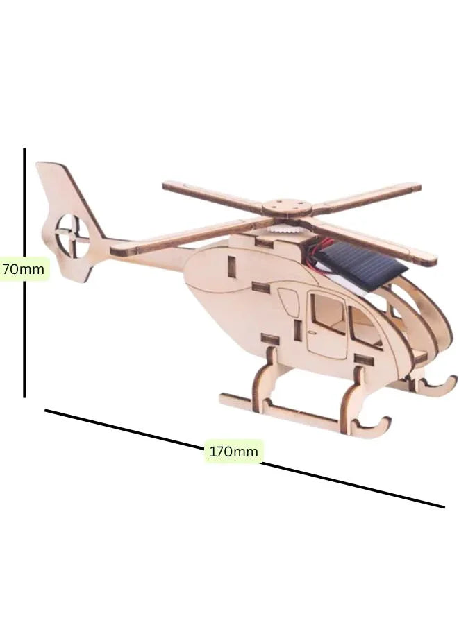 STEM Toy, Wooden Helicopter, Solar-Powered Montessori Toy, DIY 3D puzzle, eco-friendly, handmade, educational toy