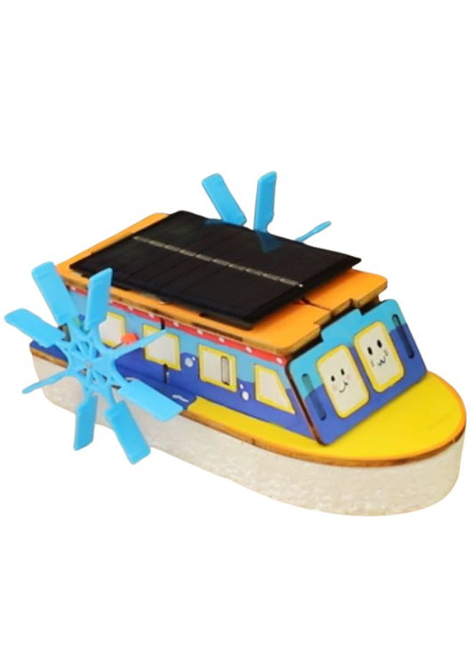 STEM Toy, Wooden Boat, Solar-Powered Montessori Toy, DIY 3D puzzle, eco-friendly, handmade, educational toy