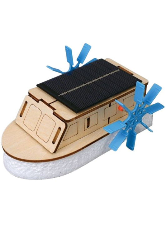STEM Toy, Wooden Boat, Solar-Powered Montessori Toy, DIY 3D puzzle, eco-friendly, handmade, educational toy
