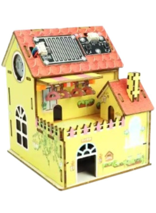 STEM Toy, Wooden House, Solar-Powered Montessori Toy, 3D puzzle, eco-friendly, handmade, educational toy