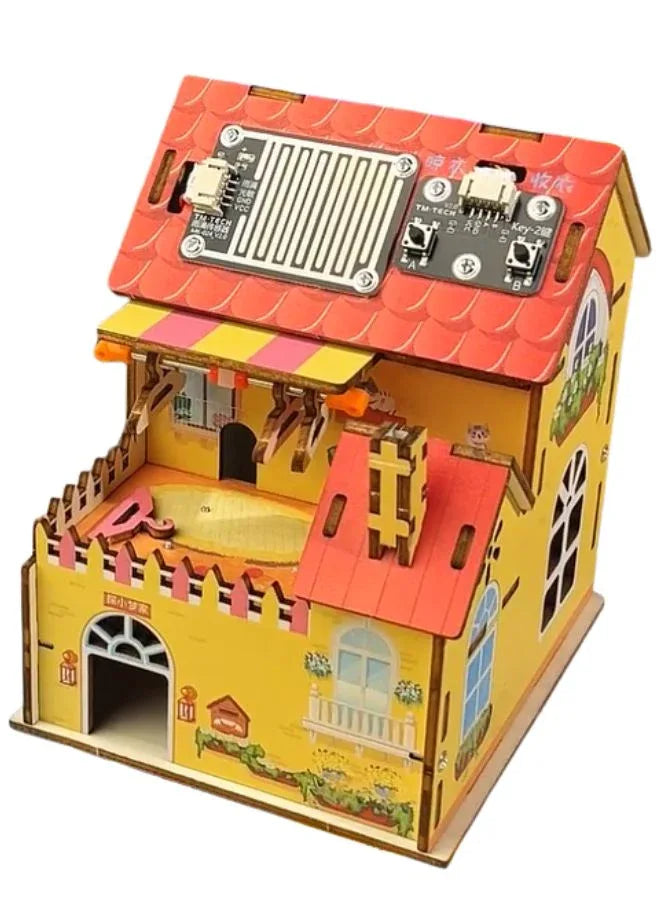 STEM Toy, Wooden House, Solar-Powered Montessori Toy, 3D puzzle, eco-friendly, handmade, educational toy