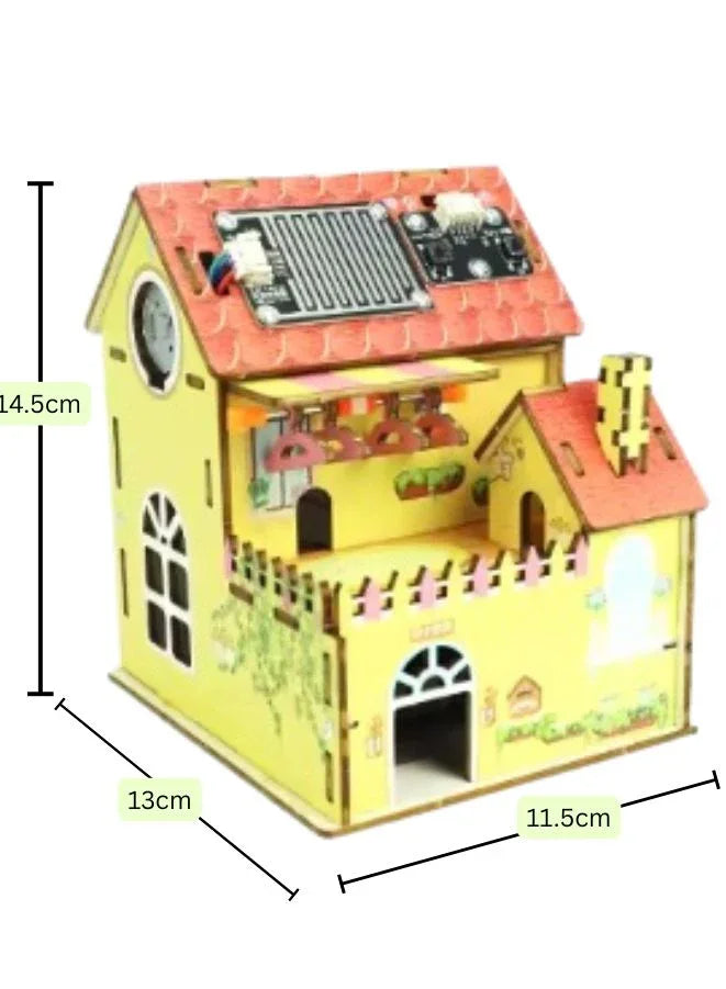 STEM Toy, Wooden House, Solar-Powered Montessori Toy, 3D puzzle, eco-friendly, handmade, educational toy