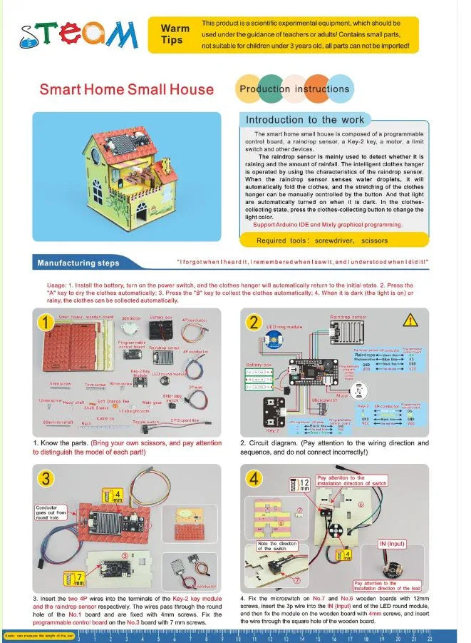 STEM Toy, Wooden House, Solar-Powered Montessori Toy, 3D puzzle, eco-friendly, handmade, educational toy