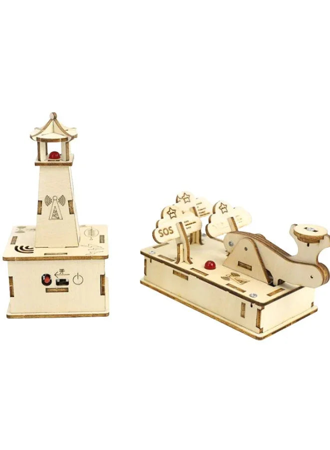 STEM Toy, Wooden Morse Signal Transmitter-Receiver, wireless telegraph. Montessori Toy, DIY 3D puzzle, battery-powered, eco-friendly, handmade, educational toy