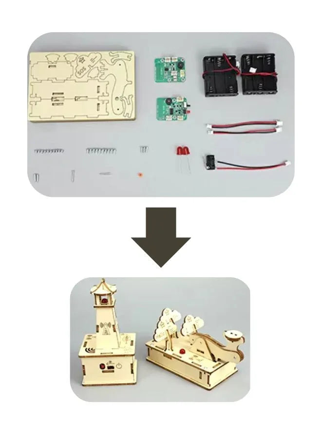 STEM Toy, Wooden Morse Signal Transmitter-Receiver, wireless telegraph. Montessori Toy, DIY 3D puzzle, battery-powered, eco-friendly, handmade, educational toy