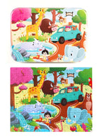 120-Piece Wooden Jigsaw Puzzle for Kids – Cartoon Animal Fairy Tale Theme Montessori Early Learning Puzzle Toy