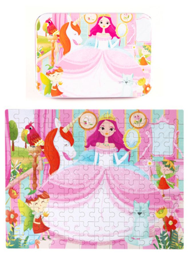 120-Piece Wooden Jigsaw Puzzle for Kids – Cartoon Animal Fairy Tale Theme Montessori Early Learning Puzzle Toy