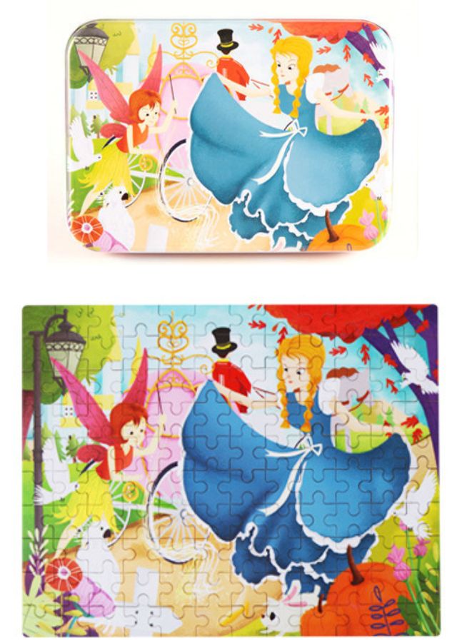 120-Piece Wooden Jigsaw Puzzle for Kids – Cartoon Animal Fairy Tale Theme Montessori Early Learning Puzzle Toy