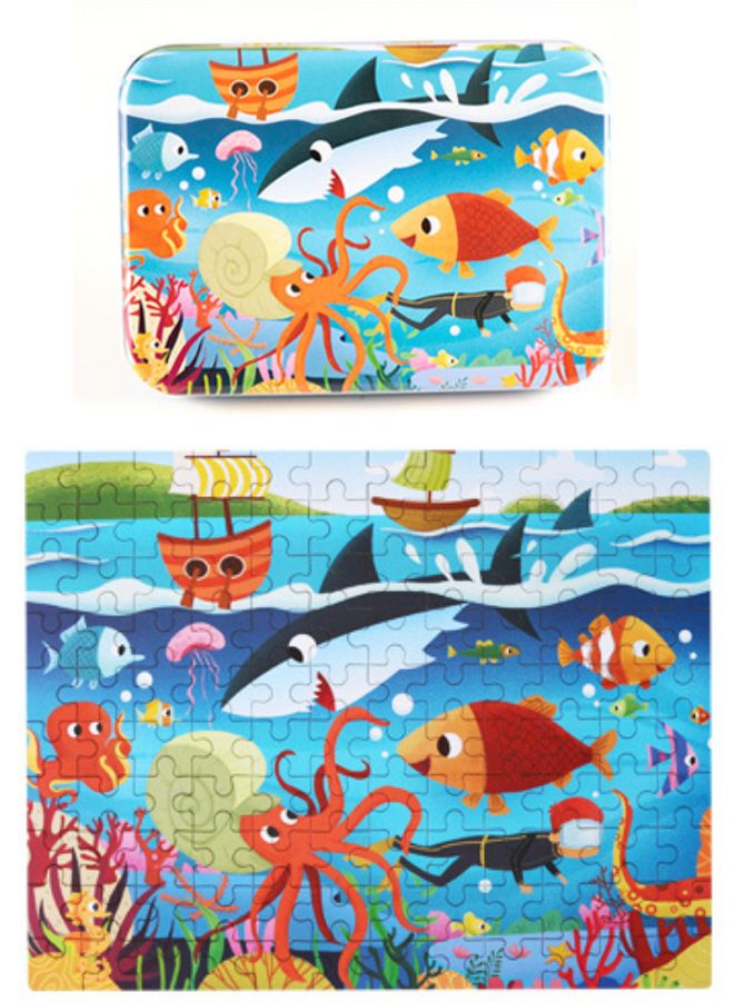 120-Piece Wooden Jigsaw Puzzle for Kids – Cartoon Animal Fairy Tale Theme Montessori Early Learning Puzzle Toy