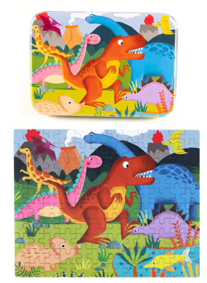 120-Piece Wooden Jigsaw Puzzle for Kids – Cartoon Animal Fairy Tale Theme Montessori Early Learning Puzzle Toy