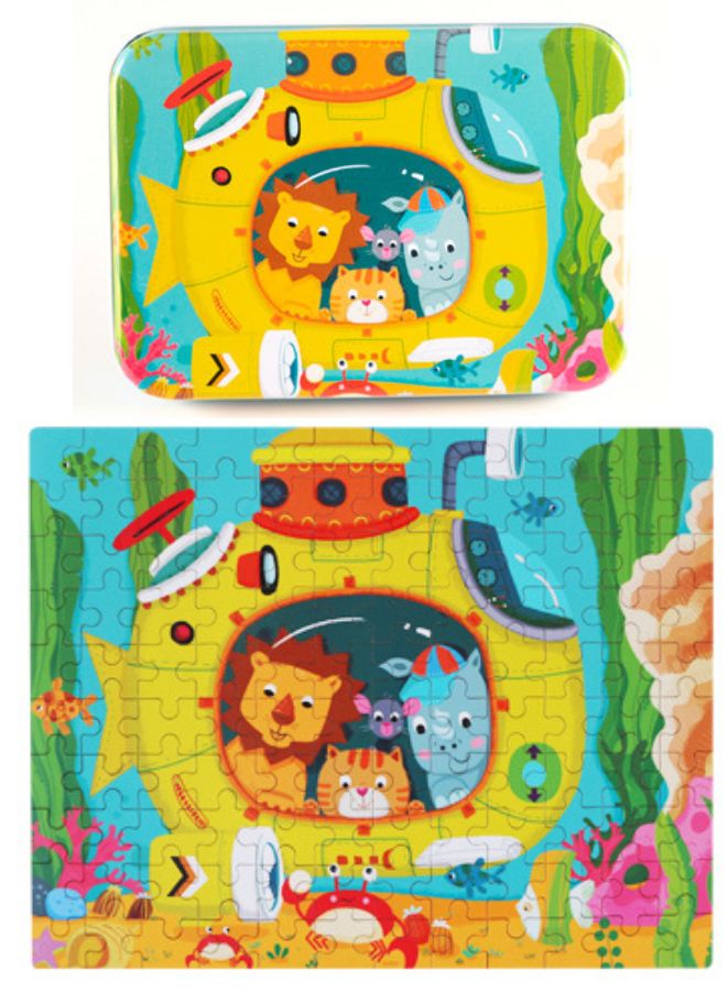 120-Piece Wooden Jigsaw Puzzle for Kids – Cartoon Animal Fairy Tale Theme Montessori Early Learning Puzzle Toy