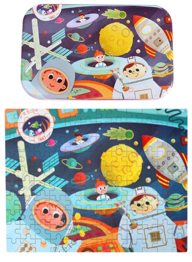 120-Piece Wooden Jigsaw Puzzle for Kids – Cartoon Animal Fairy Tale Theme Montessori Early Learning Puzzle Toy