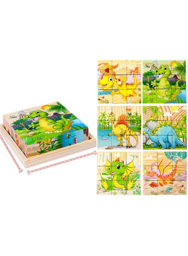 ألغاز مكعبات ثلاثية الأبعاد بستة جوانب مع صينية خشبية ألعاب للأطفال ألعاب تعليمية ألعاب مضحكة، الغابة