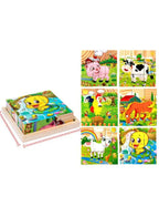 Six-sided 3D Cubes Jigsaw Puzzles With Wooden Tray Toys For Children Kids Educational Toys Funny Games