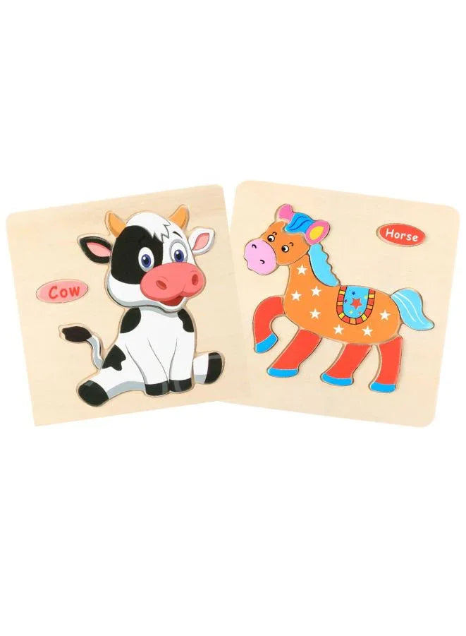 Wooden Puzzles for Kids Boys and Girls Animals Set of 2