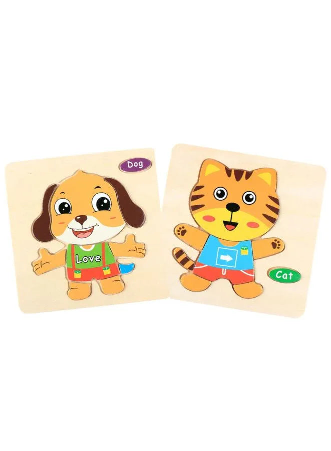 Wooden Puzzles for Kids Boys and Girls Animals Set of 2