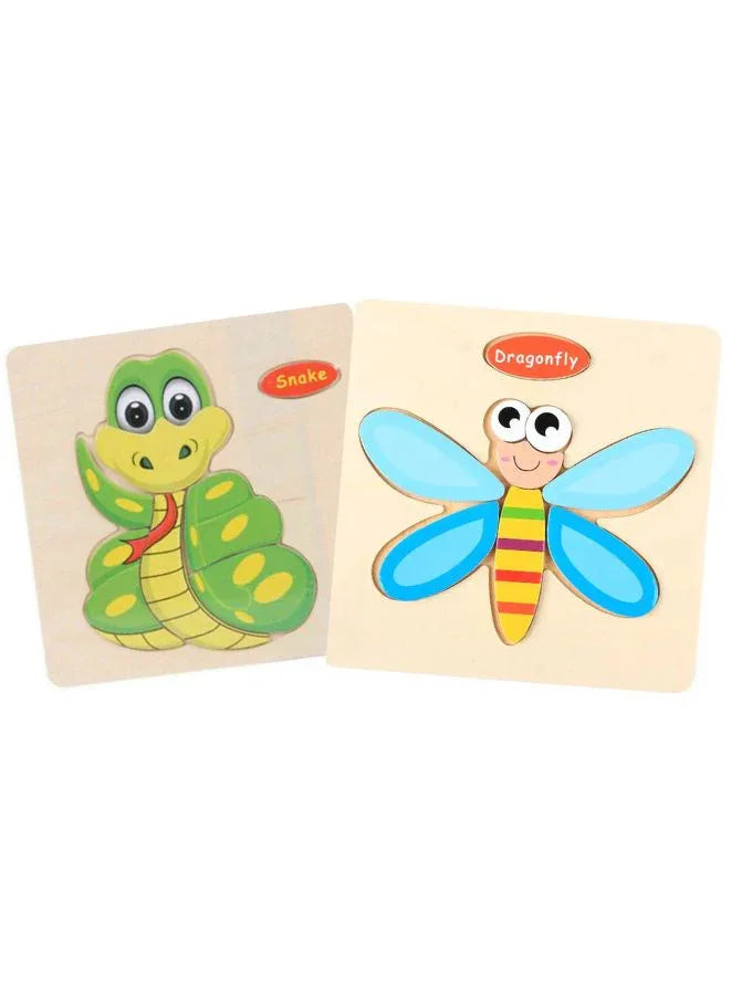Wooden Puzzles for Kids Boys and Girls Animals Set of 2