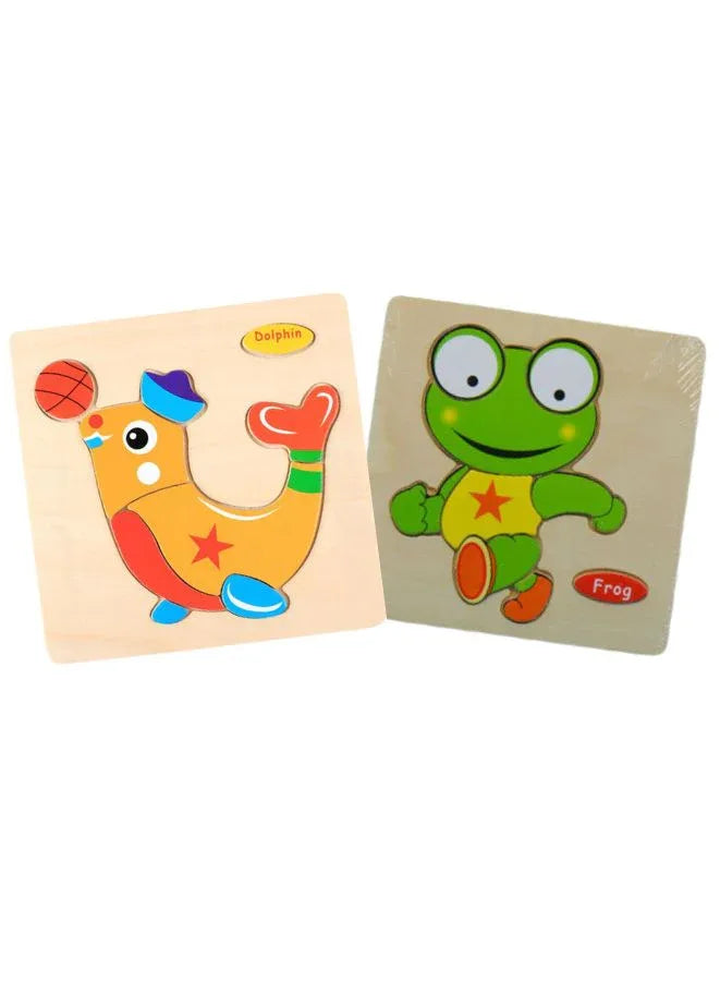 Wooden Puzzles for Kids Boys and Girls Animals Set of 2