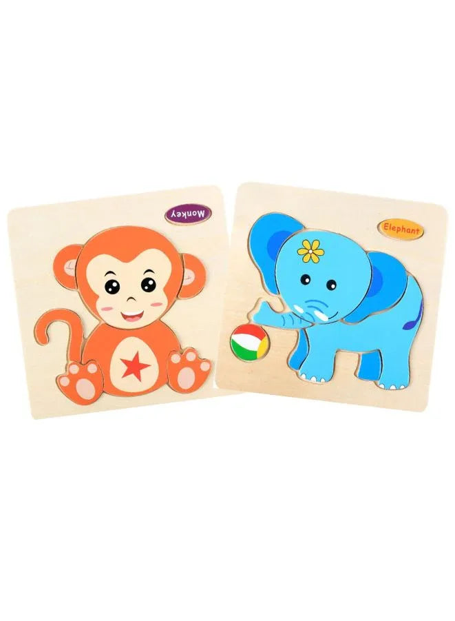 Wooden Puzzles for Kids Boys and Girls Animals Set of 2