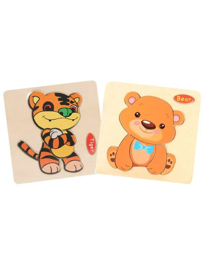 Wooden Puzzles for Kids Boys and Girls Animals Set of 2