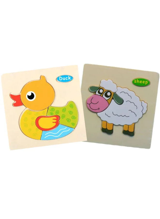 Wooden Puzzles for Kids Boys and Girls Animals Set of 2