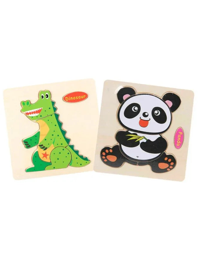 Wooden Puzzles for Kids Boys and Girls Animals Set of 2
