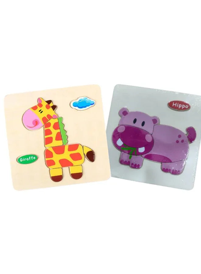 Wooden Puzzles for Kids Boys and Girls Animals Set of 2