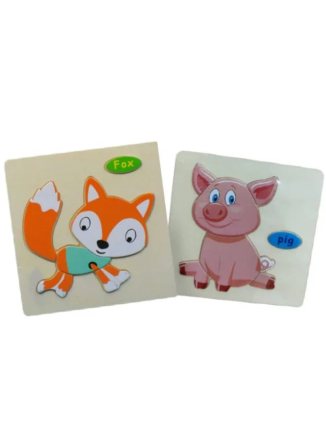 Wooden Puzzles for Kids Boys and Girls Animals Set of 2