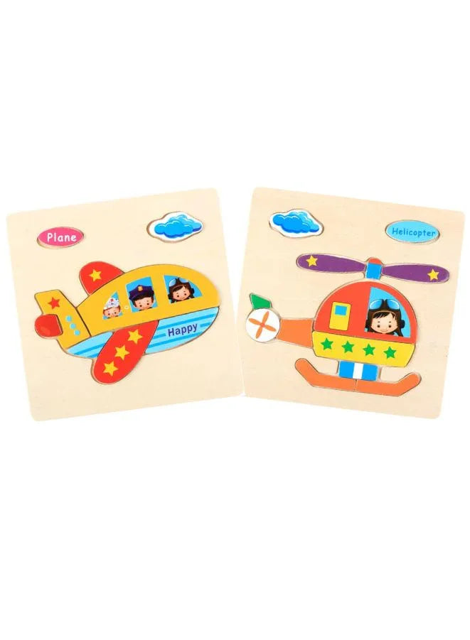 Wooden Puzzles for Kids – Vehicle Puzzle Set of 2 for Boys and Girls, Educational Early Learning Toy