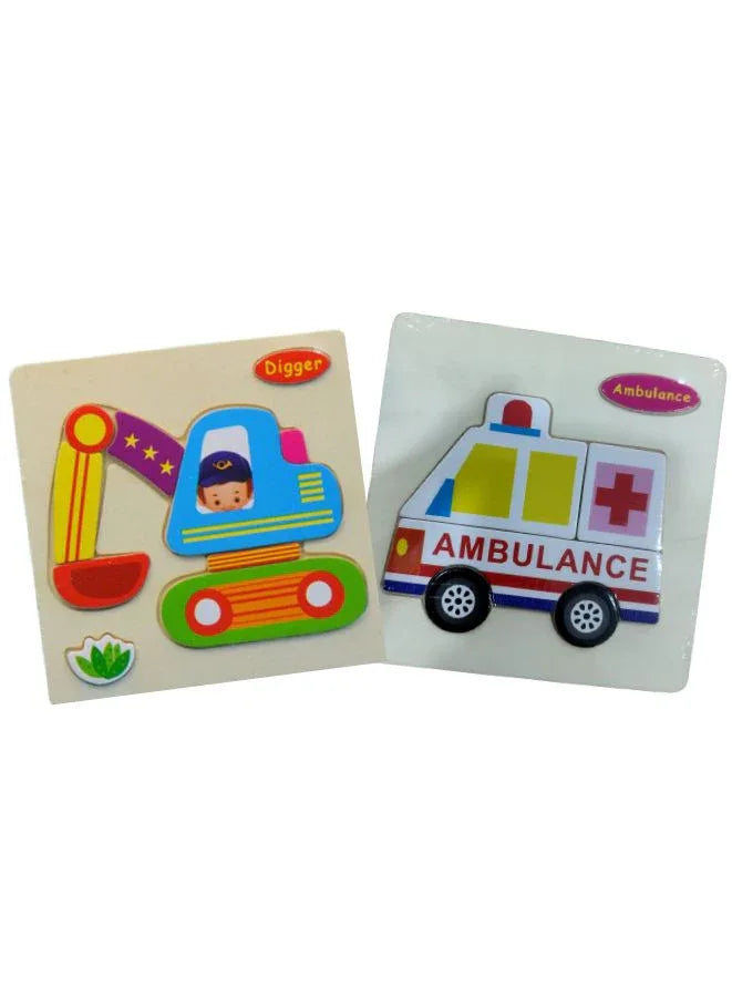 Wooden Puzzles for Kids – Vehicle Puzzle Set of 2 for Boys and Girls, Educational Early Learning Toy