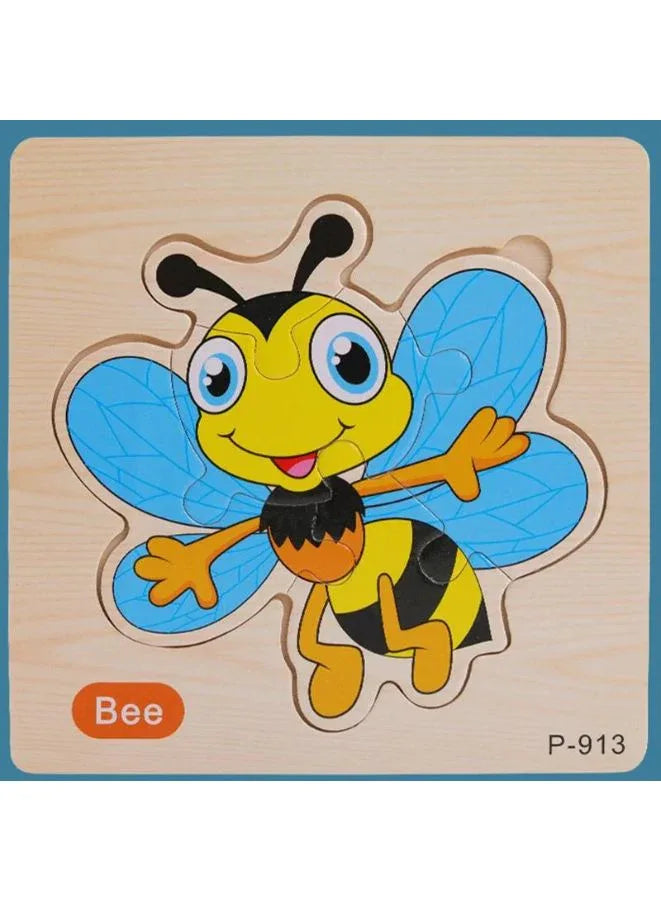 3D Wooden Jigsaw Puzzle for Kids – Animal Set Early Learning Toy for Toddlers and Children