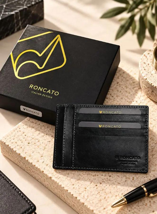 R Roncato Genuine Leather Wallet for Men – Italian Design, Slim Wallet & Card Holder
