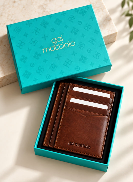 Gai Mattiolo Genuine Leather Card Holder for Men – Black & Brown
