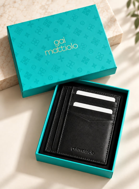 Gai Mattiolo Genuine Leather Card Holder for Men – Black & Brown