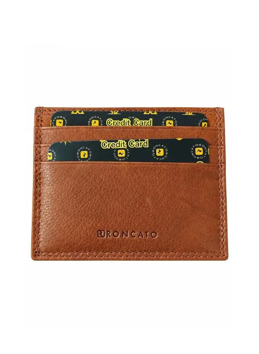 R. Roncato Leather Card Holder – 6 Card Slots, Black & Brown