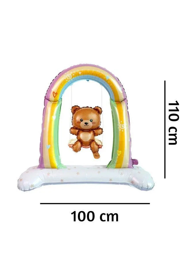 Cute Standing Swing Bear Foil Balloons, Birthday Party Decor, Gender Reveal Party Decor, Spring Party Decor, Holiday Decor, Scene Decor, Classroom Decor, Home Decor