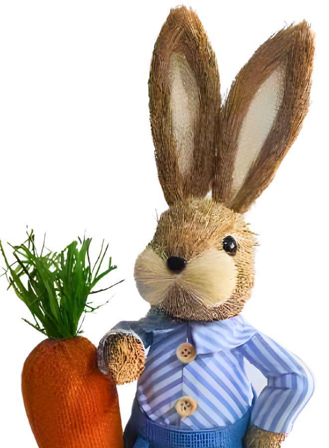 FATIO 39cm Handmade Easter Bunny | Straw Rabbit Ornament for Garden & Home Décor