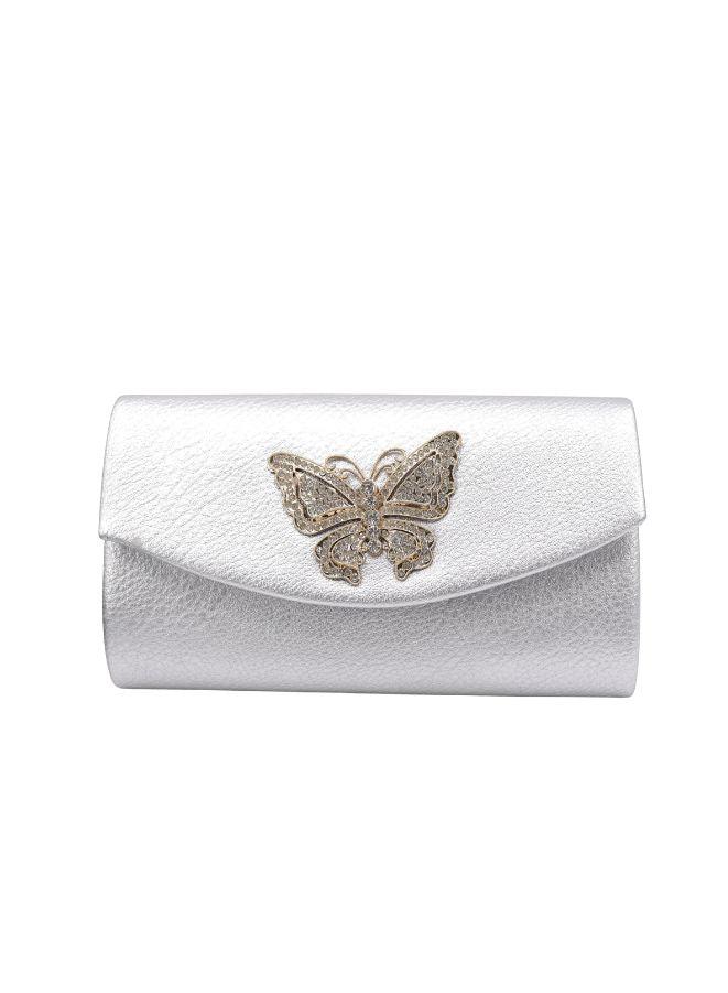Silver Butterfly Clutch Purse