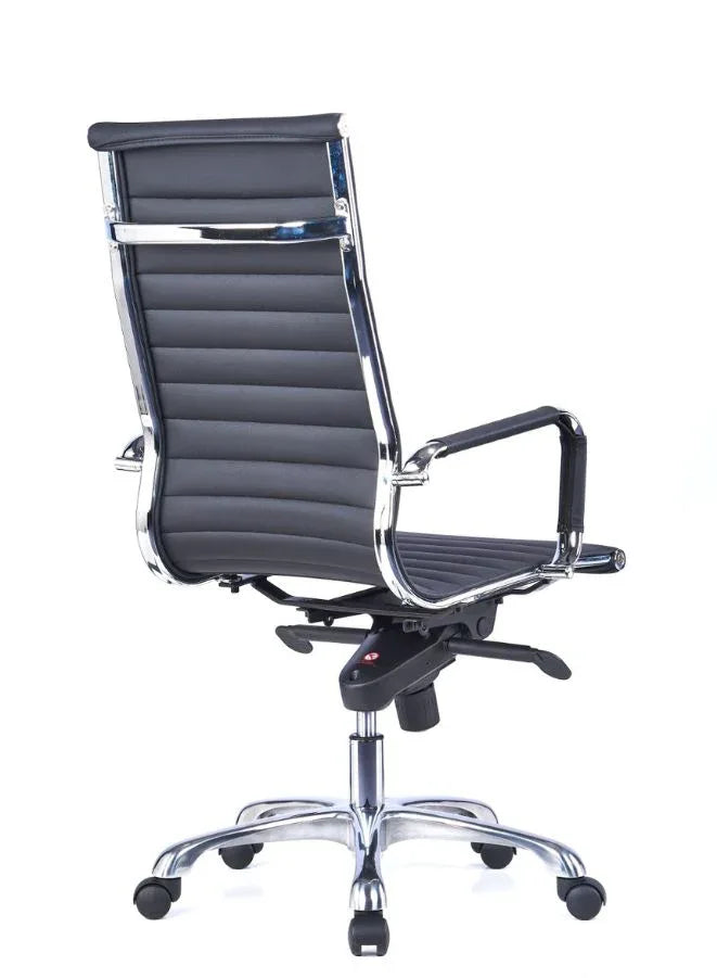 Premium Executive High Back Office Chair with High-Quality PU Cover, Chrome Plated Iron Frame, 4 Angles Locking Mechanism and Aluminum Base