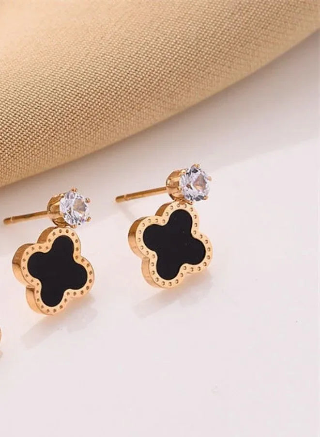 Four Leaf Clover Earrings for Women | Lucky 4 Leaf Ear Studs Jewelry Gift for Mother and Daughter