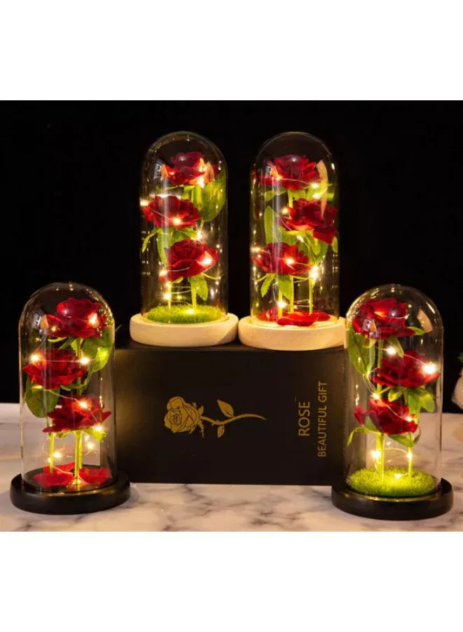 Valentine's Day Rose Gift for Her – Beauty and the Beast-Inspired Rose with Grass and Black Base, Perfect for Anniversaries, Birthdays, and Romantic Occasions