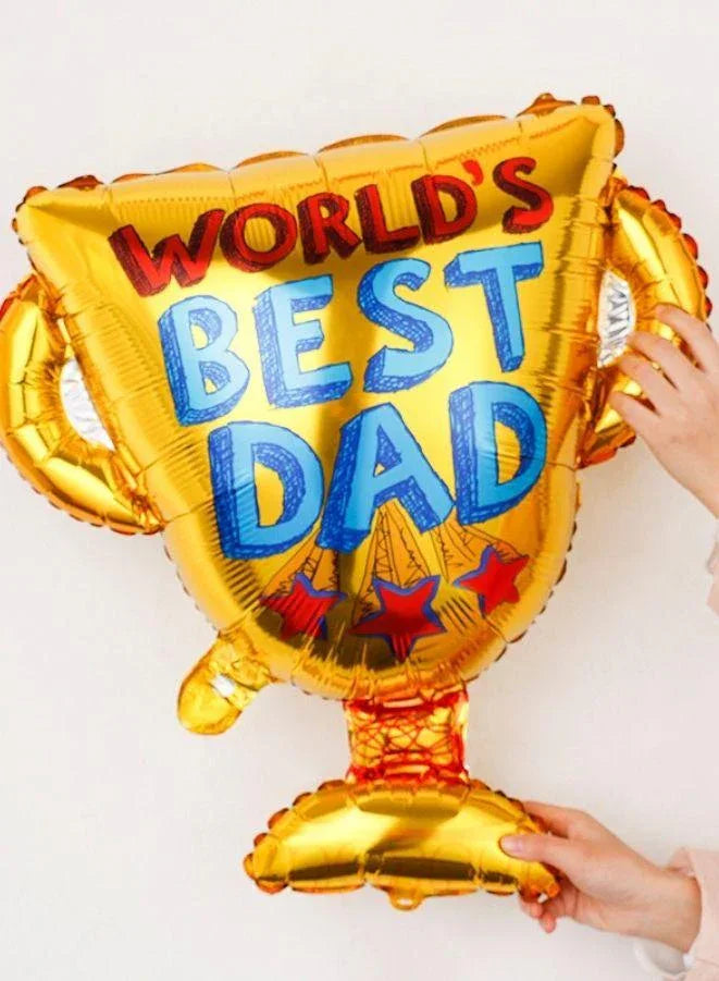 Happy Father's Day Balloon Set with BEST DAD letters, Moustach, Best Dad Trophy and Round Balloons Decoration for Father's Day Party