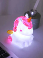 Portable Kids Cartoon LED Night Light Children Bedroom Table Lamp, Best Birthday Gift for Kids, White Unicorn